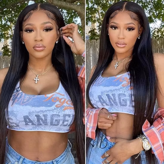 150% Densidad HD 13*4 Encaje Remy Cabello humano para mujeres negras Venta al por mayor Cabello virgen brasileño Peluca frontal de encaje transparente